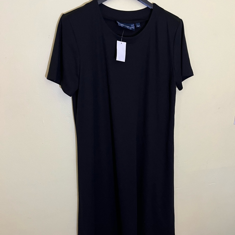 Susan Graver Style Black Short Sleeve Dress Size Large NWT
